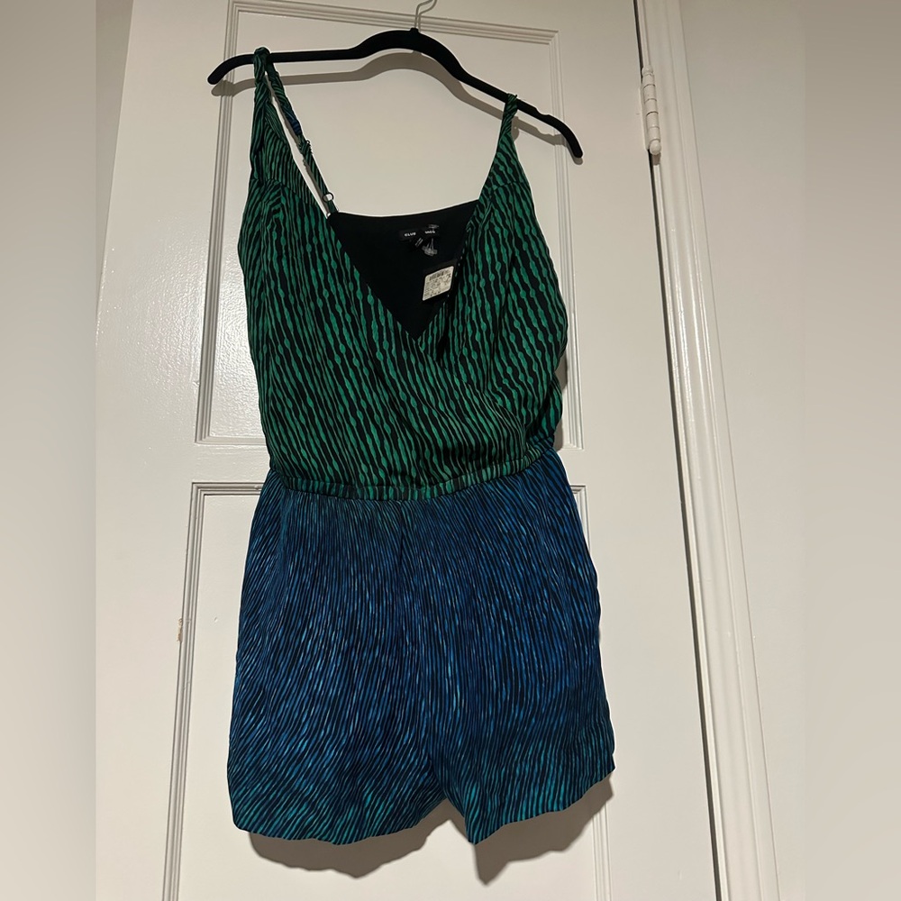 Club Monaco Green and Black Striped Dress